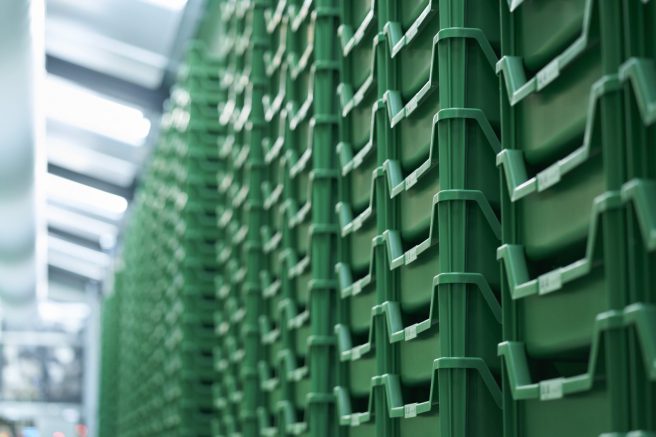 Vertical farming stacked crates row